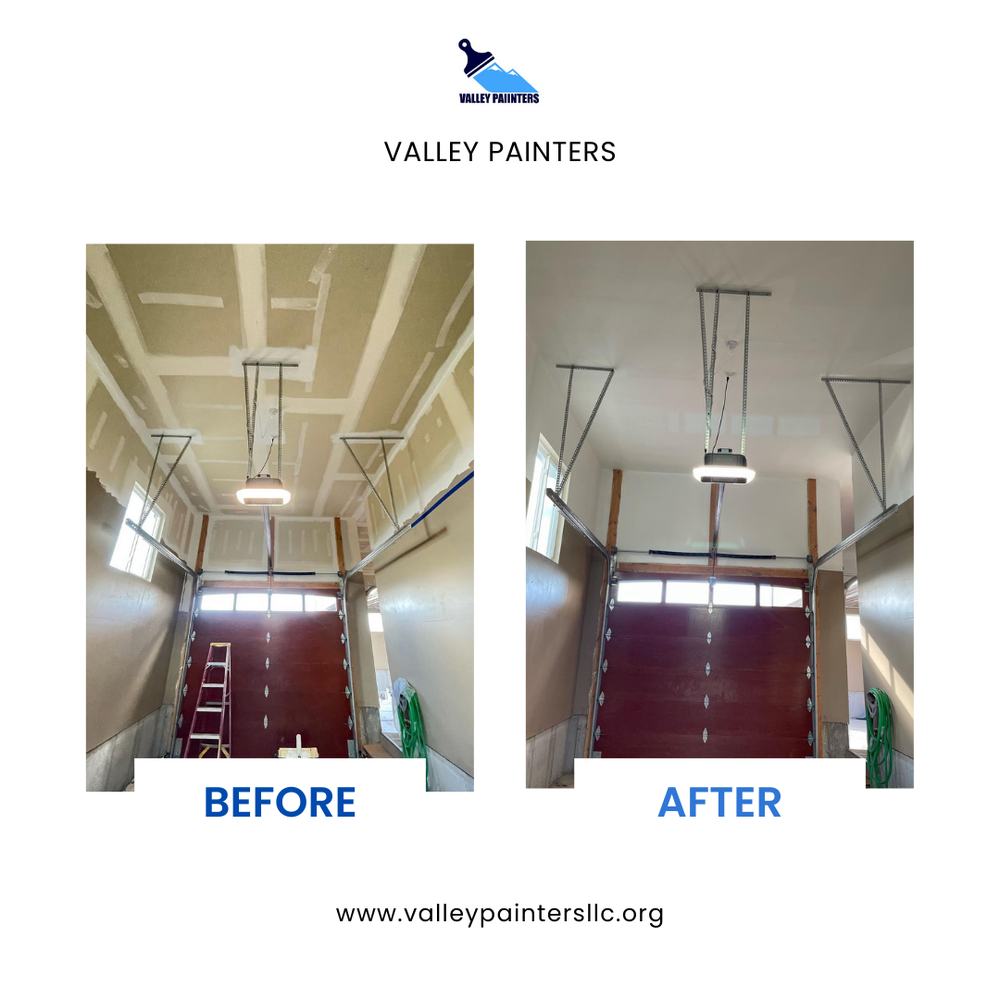 Before and after garage ceiling paint