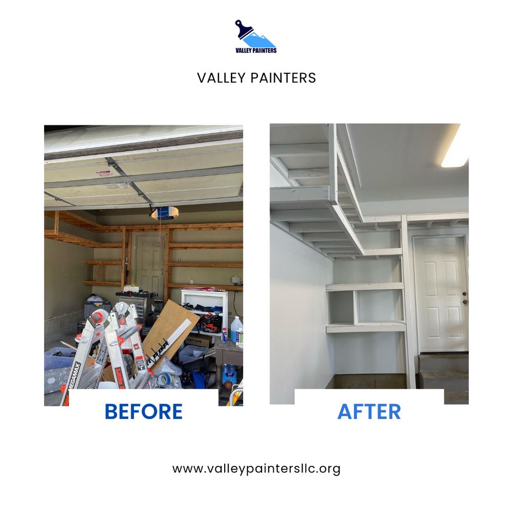 Before and after garage storage area paint