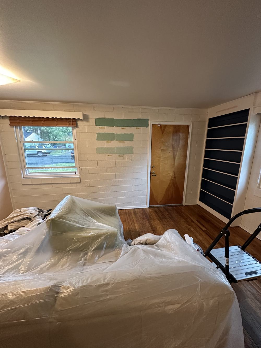 Interior cinder block room prepped for painting